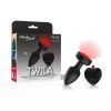 Twila Twirling Smoke Gem Light Up Vibrating Plug With Blk Heart Remote