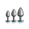 Teal Round Gem Anal Trainer Kit - Gunmetal