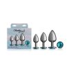 Teal Round Gem Anal Trainer Kit - Gunmetal