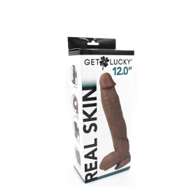 Get Lucky Real Skin 12 Dual Layer Dildo Light Brown