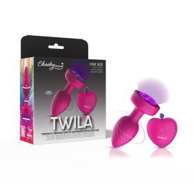 Twila Twirling Purple Gem Light Up Vibrating Plug With Pnk Heart Remote