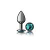 Teal Round Gem Gunmetal Metal Plug