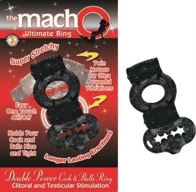 The Macho Collection Double Power Cock and Balls Rising (Color: black)