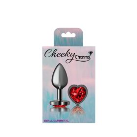 Deep Red Heart Gem Gunmetal Metal Plug (size: Sm)