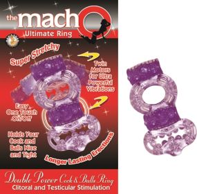 The Macho Collection Double Power Cock and Balls Rising (Color: purple)