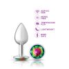 Rainbow Round Gem Silver Metal Plug
