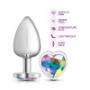 Clear Iridescent Heart Gem Silver Metal Plug