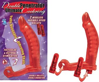 Double Penetrator Ultimate Cockring (Color: Red)