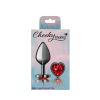 Deep Red Heart Gem Gunmetal Metal Plug