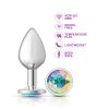 Clear Iridescent Round Gem Silver Metal Plug