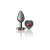 Rainbow Heart Gem Gunmetal Metal Plug
