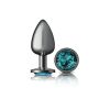 Teal Round Gem Gunmetal Metal Plug