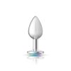 Clear Iridescent Round Gem Silver Metal Plug