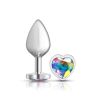 Clear Iridescent Heart Gem Silver Metal Plug