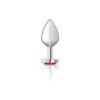 Bright Pink Heart Gem Silver Metal Plug