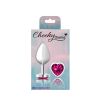 Bright Pink Heart Gem Silver Metal Plug