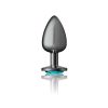 Teal Round Gem Gunmetal Metal Plug