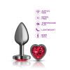Deep Red Heart Gem Gunmetal Metal Plug