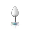 Clear Iridescent Round Gem Silver Metal Plug