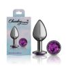 Purple Round Gem Gunmetal Metal Plug