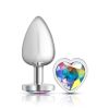 Clear Iridescent Heart Gem Silver Metal Plug