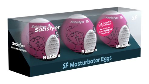 3 Pc Set Masturbator Egg (Color: Bubble - Violet)
