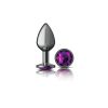 Purple Round Gem Gunmetal Metal Plug