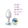 Clear Iridescent Round Gem Silver Metal Plug