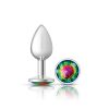 Rainbow Round Gem Silver Metal Plug