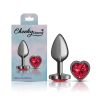 Deep Red Heart Gem Gunmetal Metal Plug