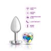 Clear Iridescent Heart Gem Silver Metal Plug