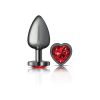Deep Red Heart Gem Gunmetal Metal Plug