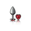 Deep Red Heart Gem Gunmetal Metal Plug