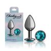 Teal Round Gem Gunmetal Metal Plug
