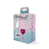 Bright Pink Heart Gem Silver Metal Plug