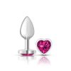 Bright Pink Heart Gem Silver Metal Plug
