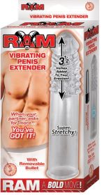 Ram Vibrating Penis Extender (Color: Clear)
