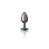 Teal Round Gem Gunmetal Metal Plug