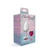 Bright Pink Heart Gem Silver Metal Plug