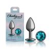 Teal Round Gem Gunmetal Metal Plug