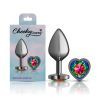 Rainbow Heart Gem Gunmetal Metal Plug