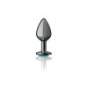 Teal Round Gem Gunmetal Metal Plug