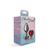 Deep Red Heart Gem Gunmetal Metal Plug