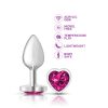 Bright Pink Heart Gem Silver Metal Plug