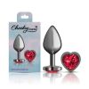 Deep Red Heart Gem Gunmetal Metal Plug