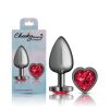 Deep Red Heart Gem Gunmetal Metal Plug