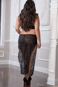 2 Pc. Shoulder-Baring Laced Night Dress - Queen Size (Color: black)
