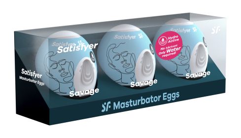 3 Pc Set Masturbator Egg (Color: Savage - Blue)