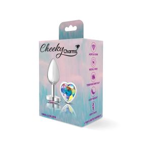 Clear Iridescent Heart Gem Silver Metal Plug (size: Sm)