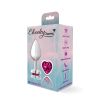 Bright Pink Heart Gem Silver Metal Plug